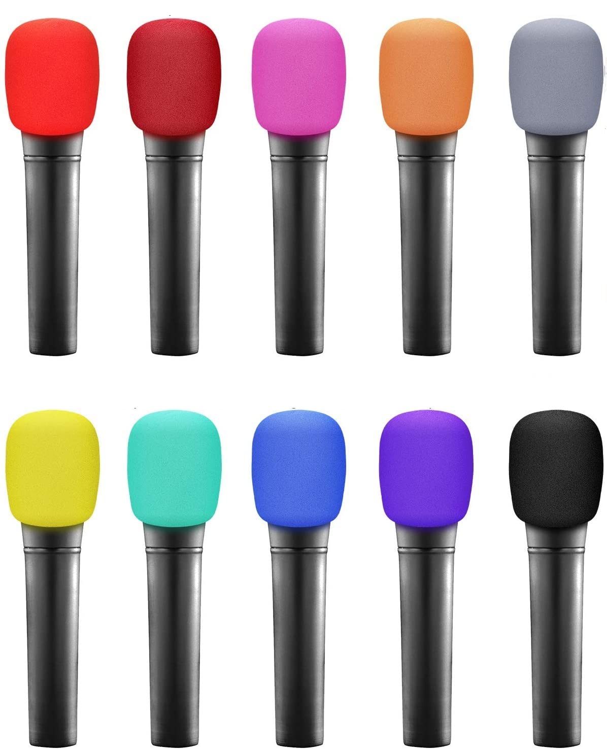 Fielect 2Pcs Microphone Cover Sponge Foam Mic Cover Handheld Microphone Windscreen Shield Protection Micro Foam Filter Black for KTV Broadcasting