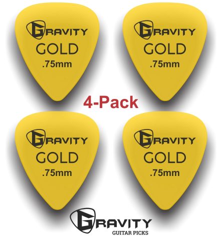 Gravity Gold Series Guitar Picks – Perfect For Beginners & Professionals – Pack of 4