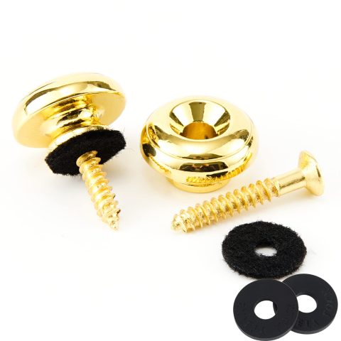Miwayer Guitar Strap Locks Metal Strap Retainer System Straplock Guitar Strap Buttons with Strap Blocks for Acoustic Electric Guitar, Bass, Ukulele (Golden 2 PCS)
