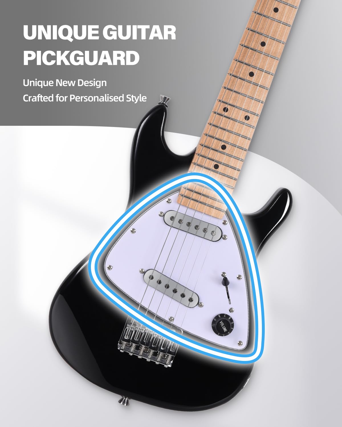 Winzz 30 Inch Kids Electric Guitar Beginner Kit, Junior 1/4 Size Mini Electric Guitar for Children Complete Stater Set with Amp, Gloosy Black Colour