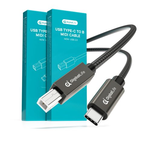 DigitalLife FlexMIDI Vortex USB C to USB B MIDI Interface Cable 6.6ft
