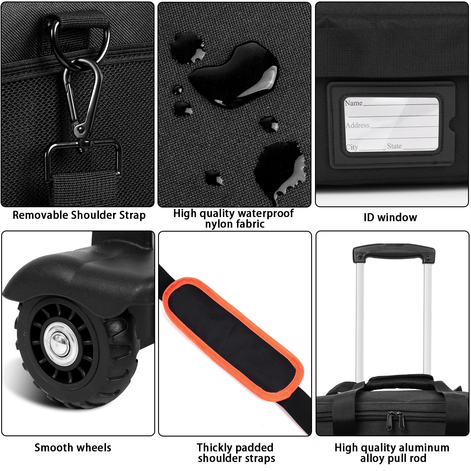 Timoxi Large Rolling DJ Bag Built-in hard plastic With Detachable Trolley