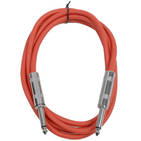 Seismic Audio Speakers Guitar Cables, TS ¼” Guitar Cables, Red, 6 Feet