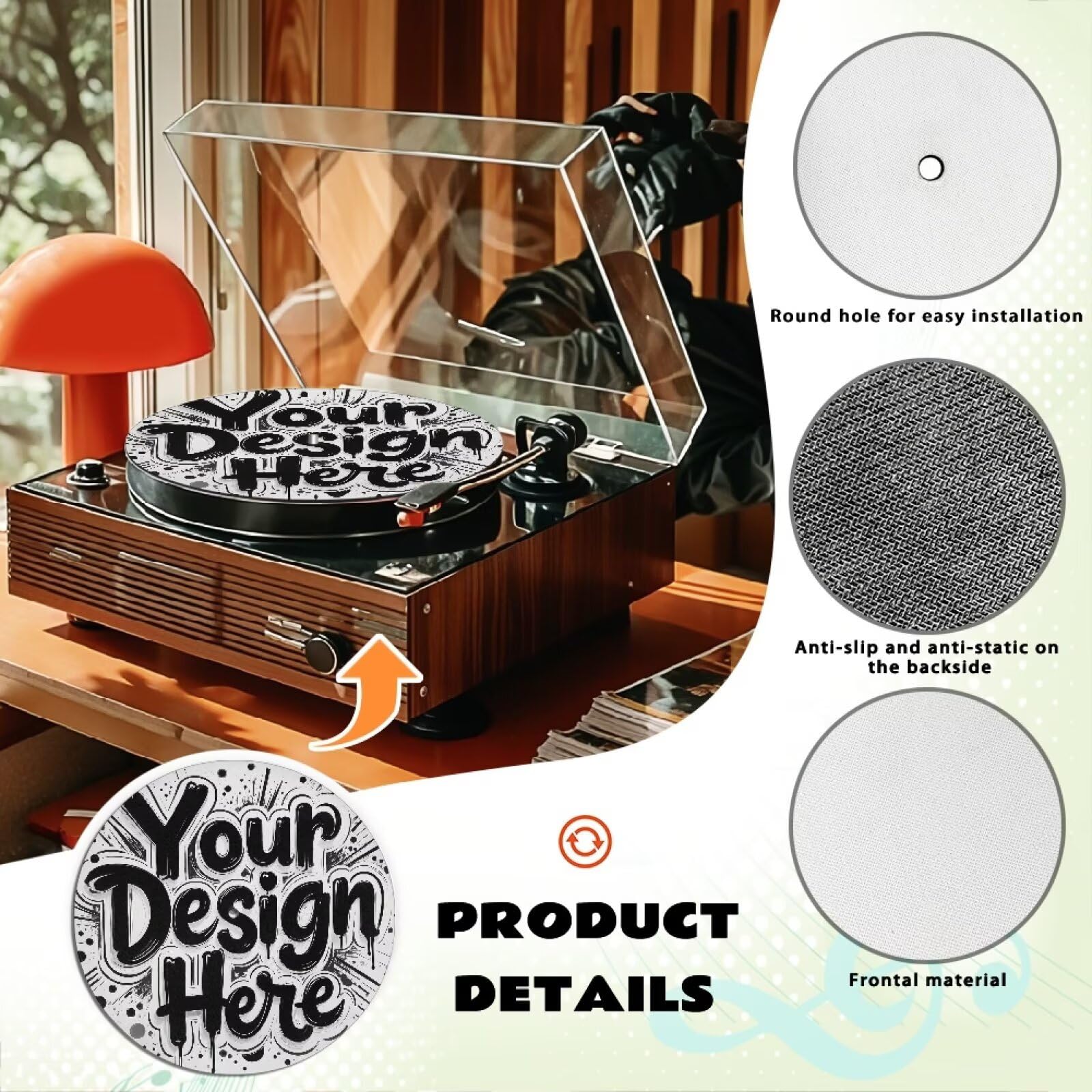 PJHEQOXE Customized Turntable Mat Personality Record Player Mat