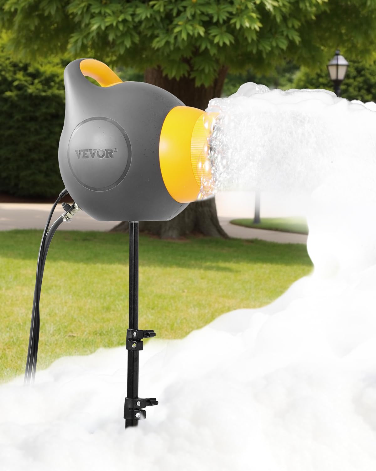 Vevor Foam Machine, 115 W Party Foam Cannon, Portable Foam Maker with Tripod Stand, Backyard, Pool, Outdoor Events, Birthdays, Celebrations, Grey and Yellow