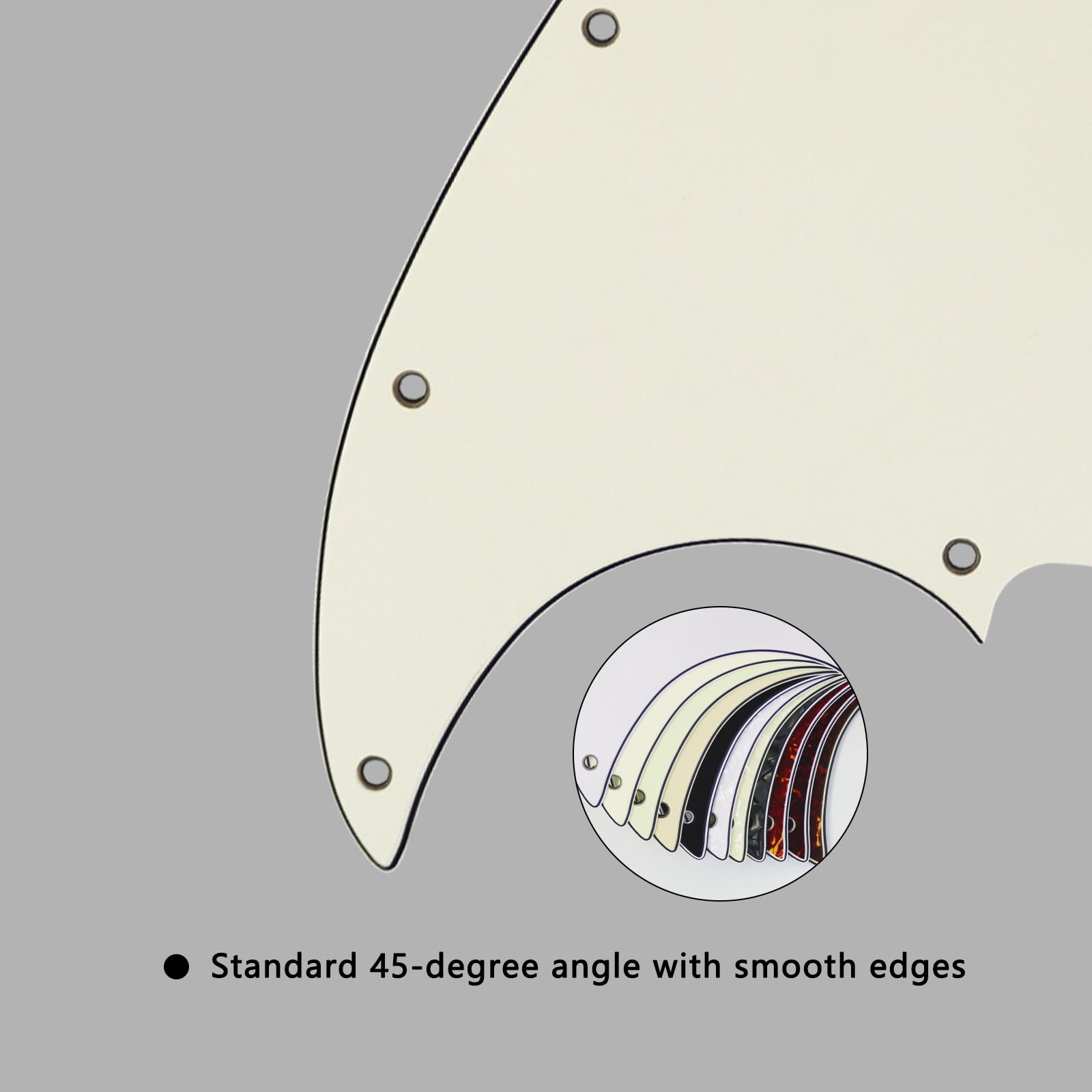 Phrilam 10-Hole Jazz Bass Pickguard for Fender 4 String Bass, Ivory 3Ply