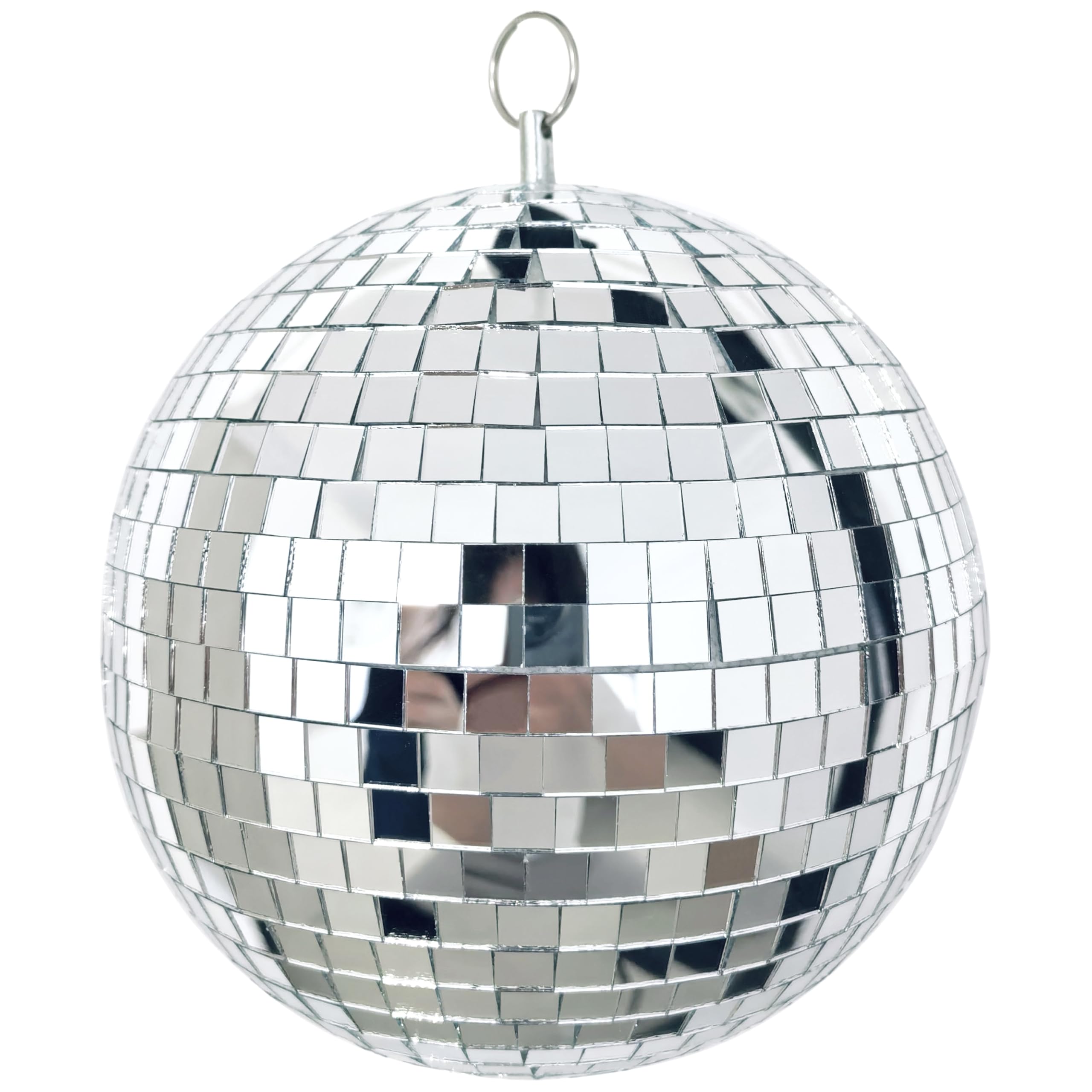 Mi-Ball Mirror Disco Ball 8-Inch Reflective Hanging Party Disco Ball Light for Dance Floor, Weddings, Holiday, Home Decor & DJ Events –Real Glass Silver Mirror Ball with Hanging Ring
