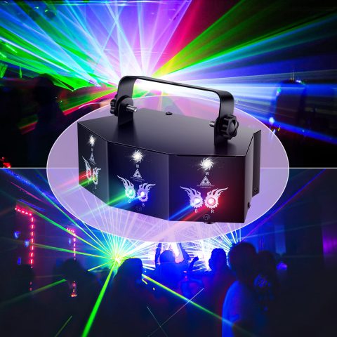 U`King Party Lights DJ Disco Light,9 Lens Stage Lighting Support DMX512 and Sound Activated with Remote Control Laser Lights for Parties Birthday Wedding Karaoke Bar KTV Club Stage Live Show