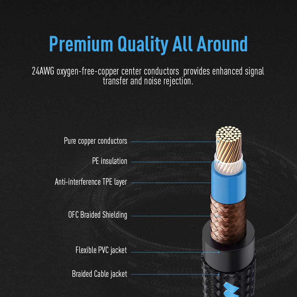 Instrument Cable (20ft/6m, Right Angle to Straight)
