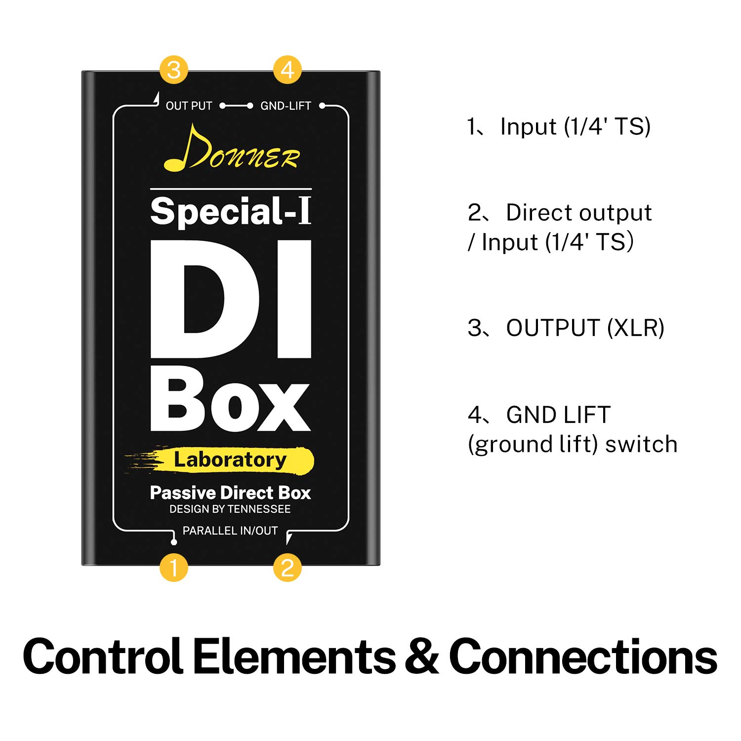 Donner Special-Ⅰ Professional High-Performance Passive DI-Box Unit Hum Eliminator 1/4″ instrument Direct Box to balanced & unbalanced XLR