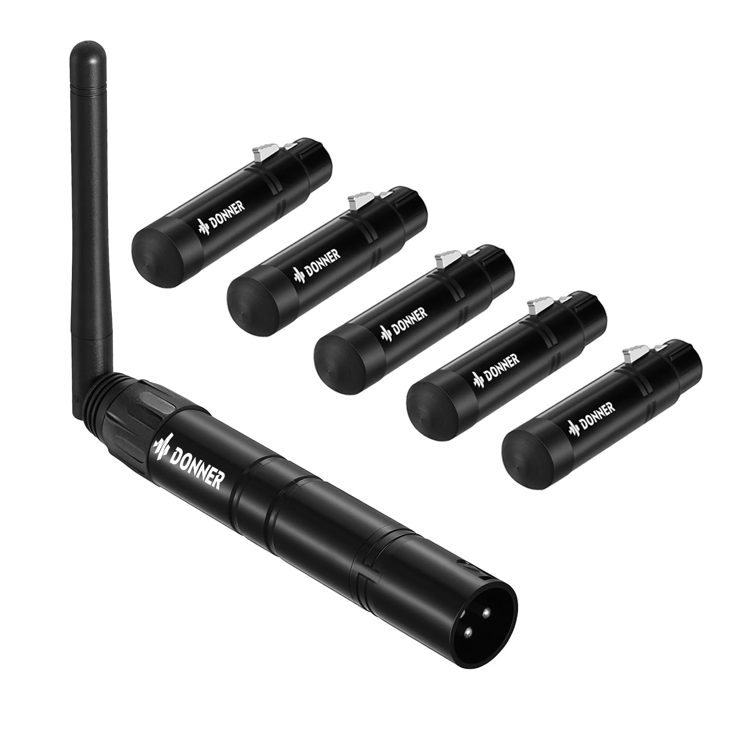 Donner DMX512 Wireless Controller Dfi DJ 2.4G DMX Wireless 5 Receivers Short Version with Light Dome & 1 Transmitter Stage Lighting Control for LED Stage Disco Party Bar Lighting 6 PCS Black