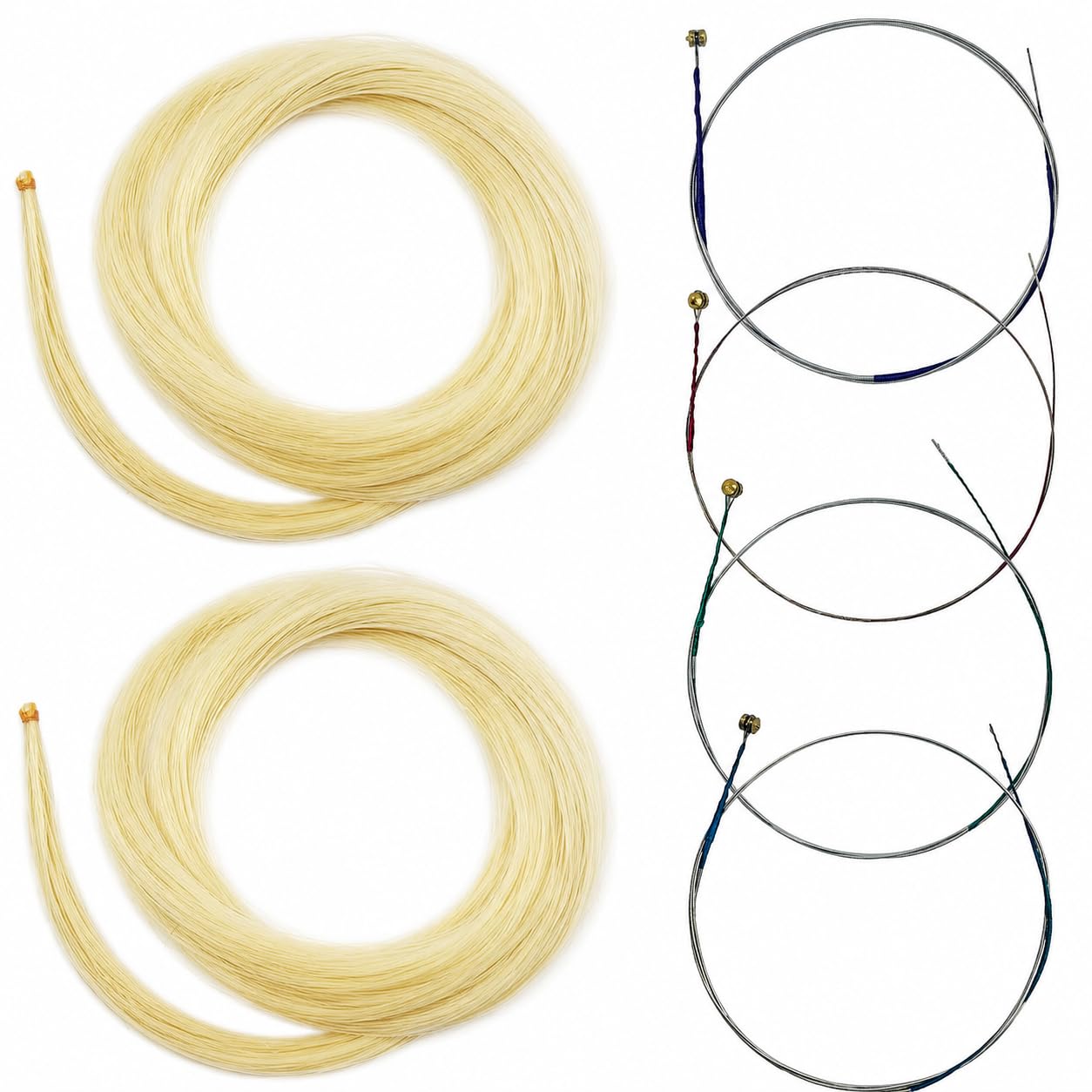 DaKuan 4/4 Full Set Violin Strings + 2 Bow Hair Sets | Nickel Ball End | Professional Quality for All Violin Sizes (1/2, 1/4, 3/4, 4/4)