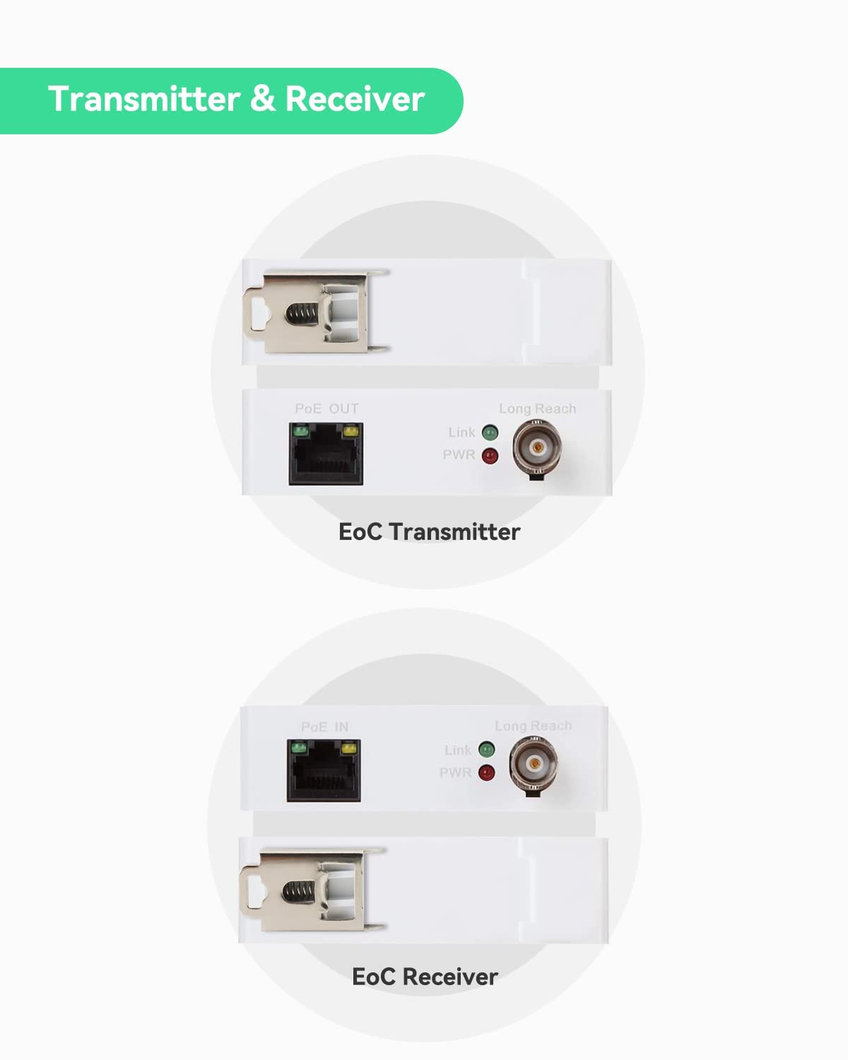 LNOVISION LongReach PoE over Coax EoC Converter, IP over Coax (10 Pack)