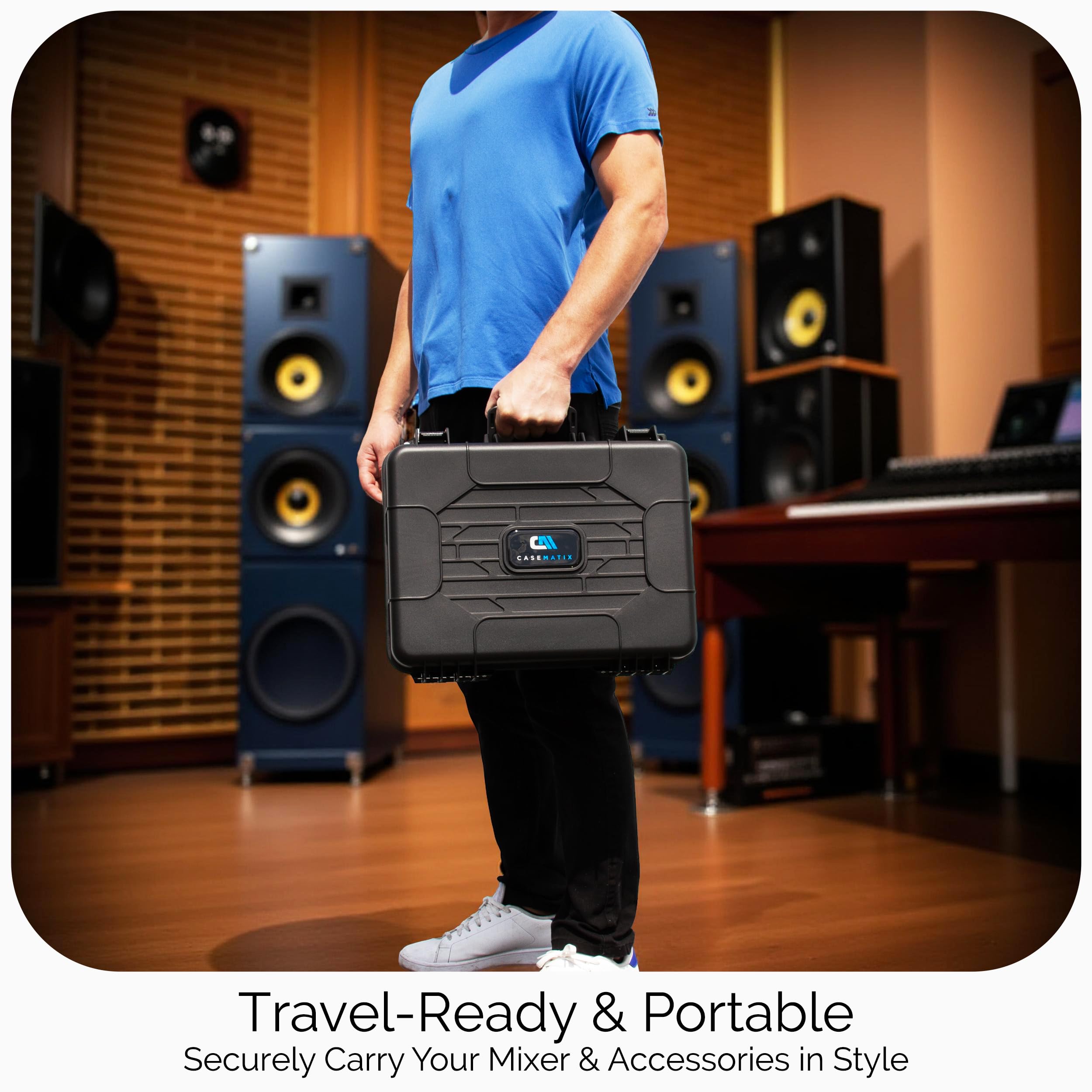 CASEMATIX Hard Travel Case Compatible with Allen & Heath CQ-18T Digital Mixer and CQ-12T With Customizable Foam Interior & Protective Padded Carrying Case For Mixers