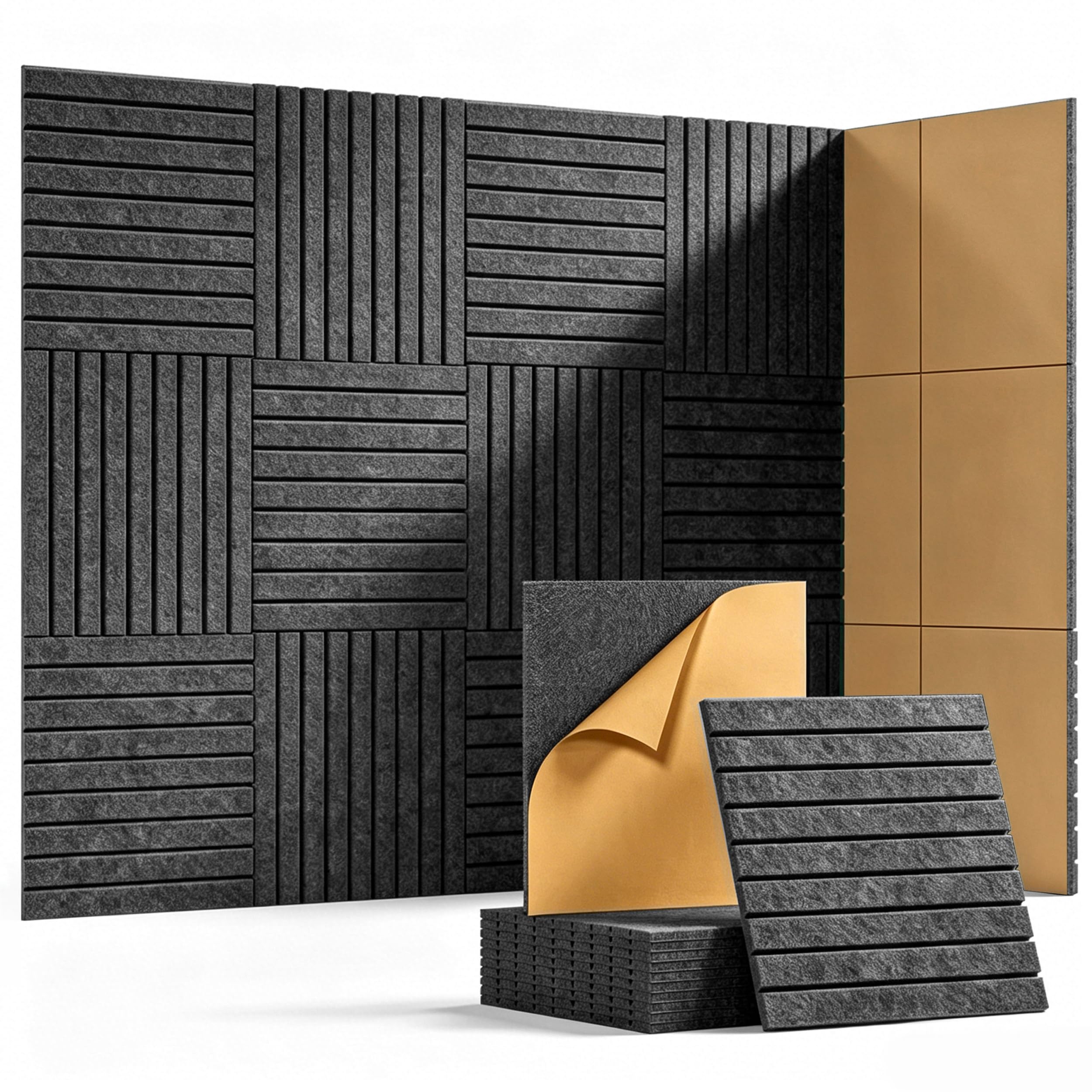 Waister Soundproof Wall Panels, 12‑Pack, 0.47 Inch Thicker High Density