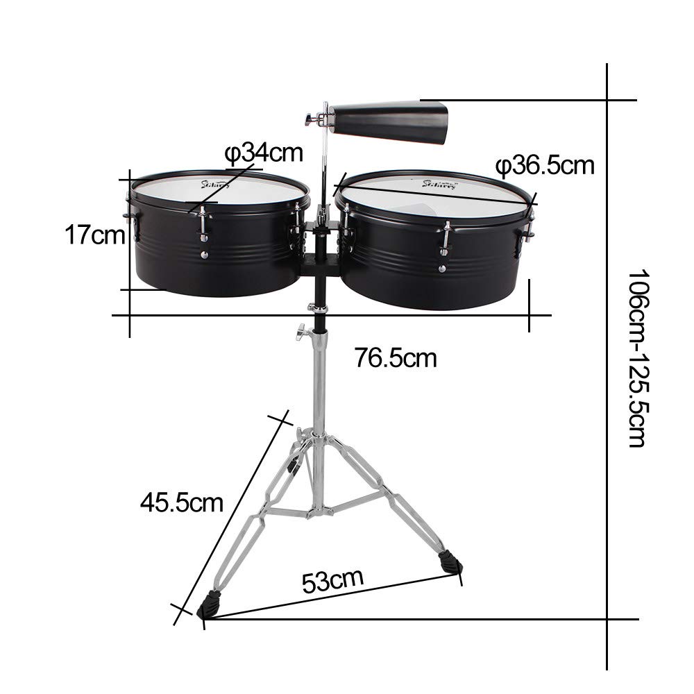 Ktaxon 13 Inch & 14 Inch Timbales Drum Set, Black