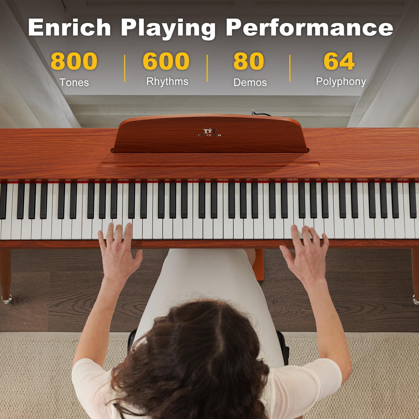 MUSTAR 88 Key Piano Keyboard Semi Weighted Home Digital Piano for Beginners