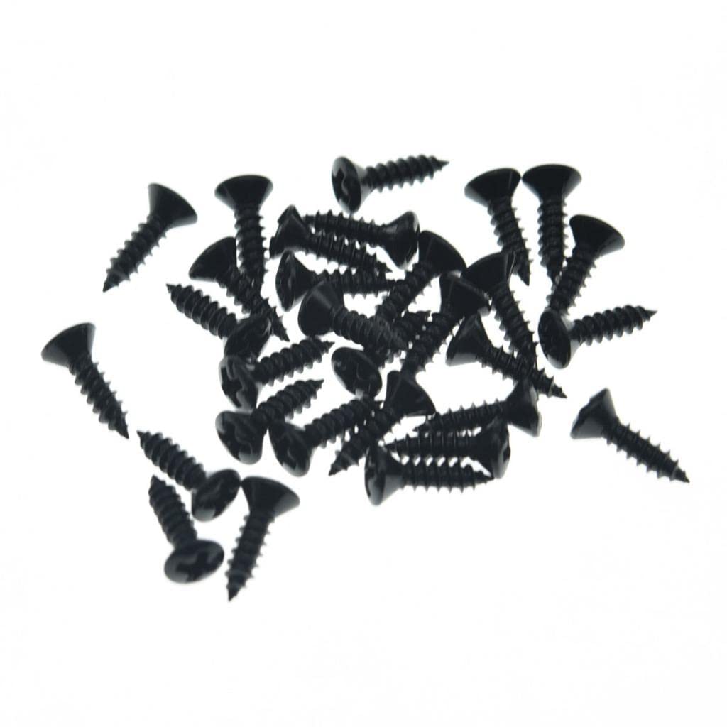 KAISH 30pcs Premium Stainless Steel #3 x 3/8″ Guitar Bass Pickguard Screws Back Plate Screw Switch Plate Screws for USA Les Paul/SG Black
