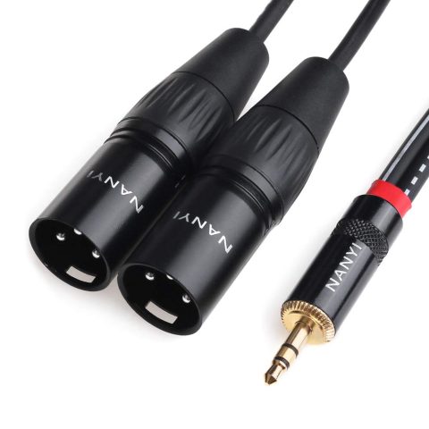 NANYI 3.5mm to 2 XLR Male Y-Splitter Audio Microphone Cable 1.5M (5FT)