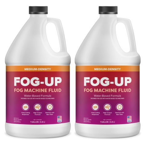 FogUp Medium Density Fog Juice – Extremely Long Lasting, High Output Non-Irritating Indoor/Outdoor Odorless Water-Based Fog Machine Fluid – (2 Pack) 1 Gallon, 128 fl oz for All Standard Fog Machines