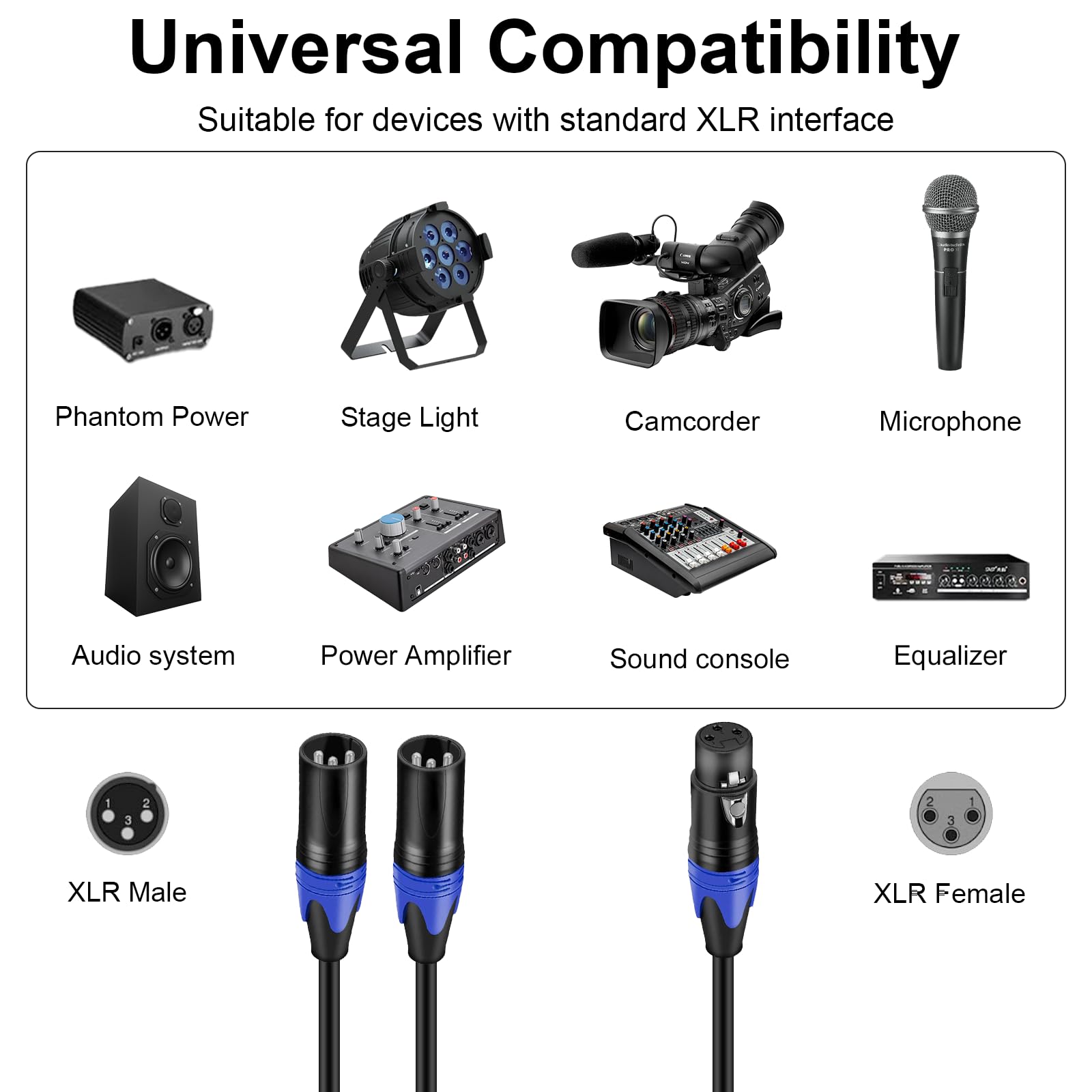 Poyiccot XLR Splitter 1 Female to 2 Male Microphone Cable, 3 Pin XLR Y Splitter Cable, Combiner Y Cord Balanced Microphone Audio Adapter for Stero Mic, Mixer, Audio Track (11.8 inches)