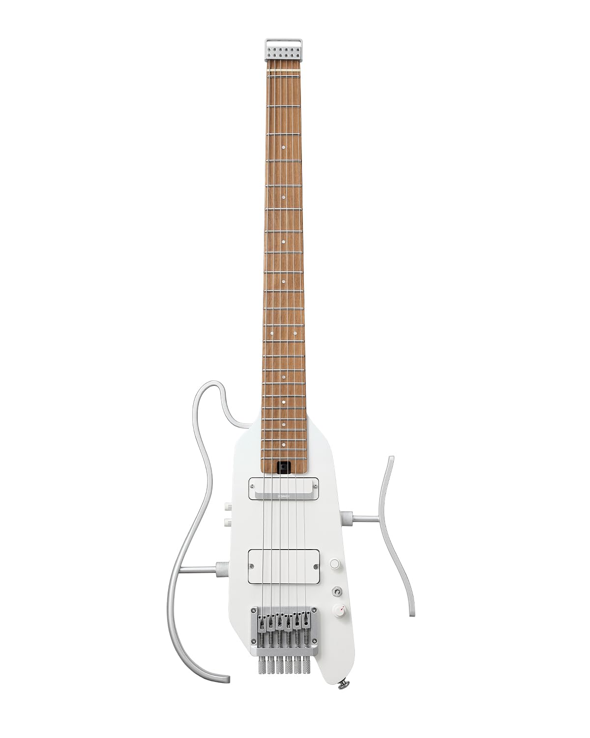 Donner HUSH X PRO Electric Guitar Kit – Smart Travel Guitar with Dozens of Preset Combinations, 7 Tone Sim Options, Metallic White