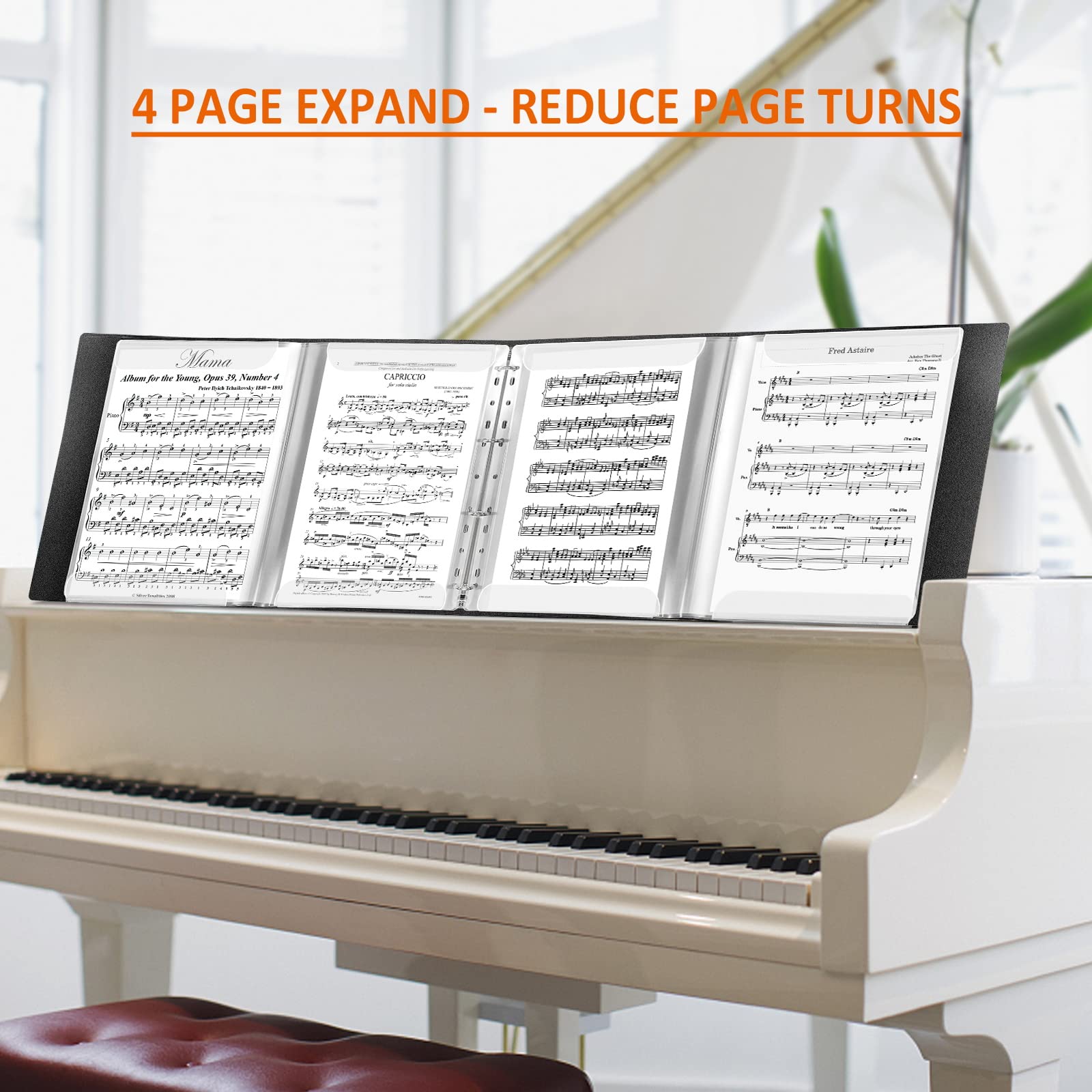 tutata Sheet Music Folder, 8.5 x 11 Music Binder, Writable Sleeves, Black