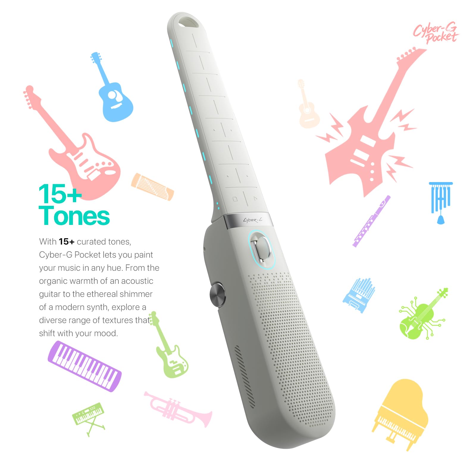 Enya CYBER-G Pocket Guitar with 15 Instrument Tones & Built-in Speaker