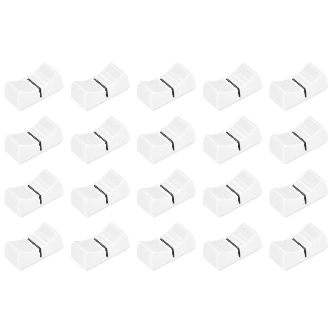 uxcell 24mmx11mmx10mm Console Mixer Slider Fader Knobs Replacement for Potentiometer White Knob Black Mark 20pcs(Fit Hole 4 x 0.9mm)