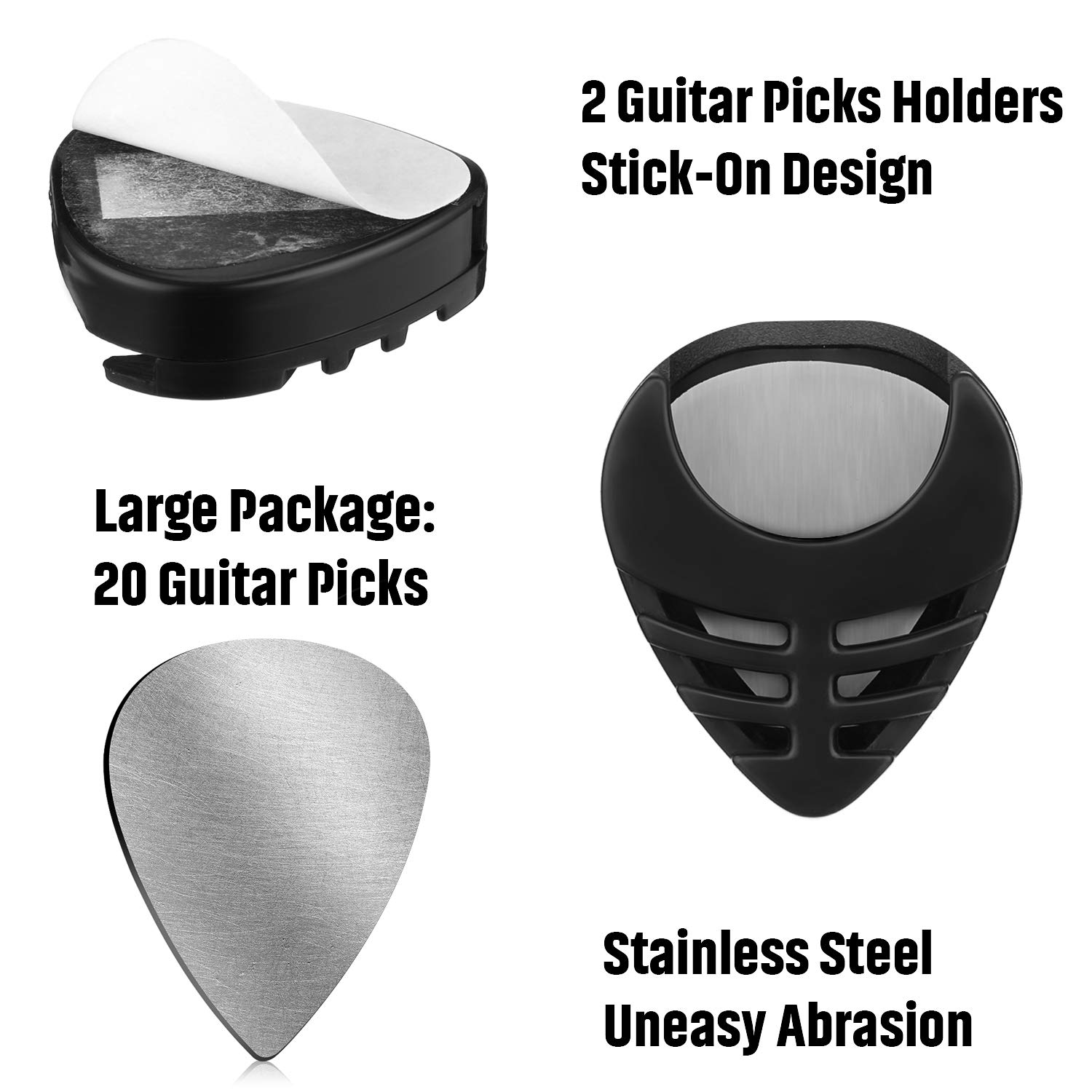 Frienda 20 Pcs Metal Guitar Picks with 2 Pick Holder, Storage Case
