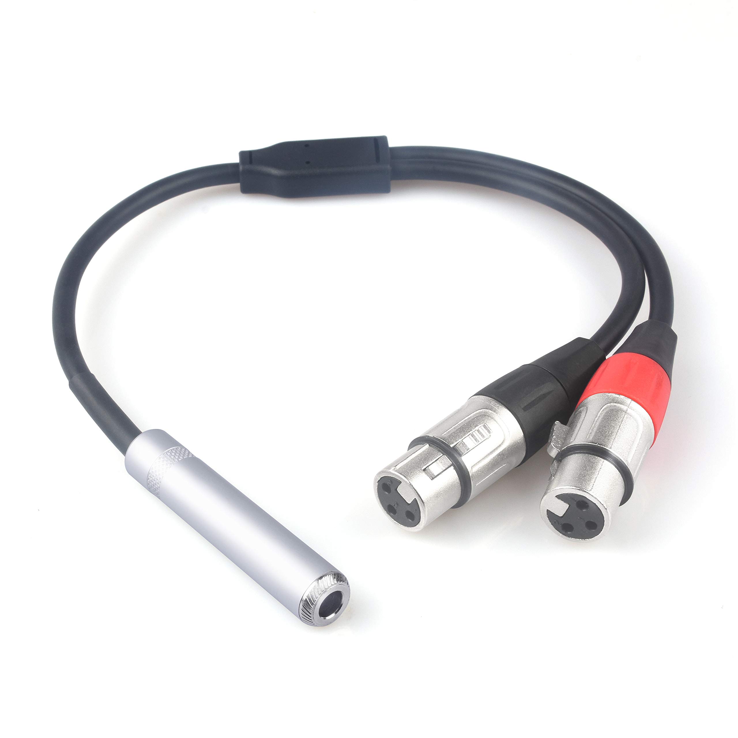 Devinal 1/4″ Female to Dual XLR Y Cable – 6.35mm TRS to 2 XLR Microphone Converter – 1FT Audio Breakout Cord