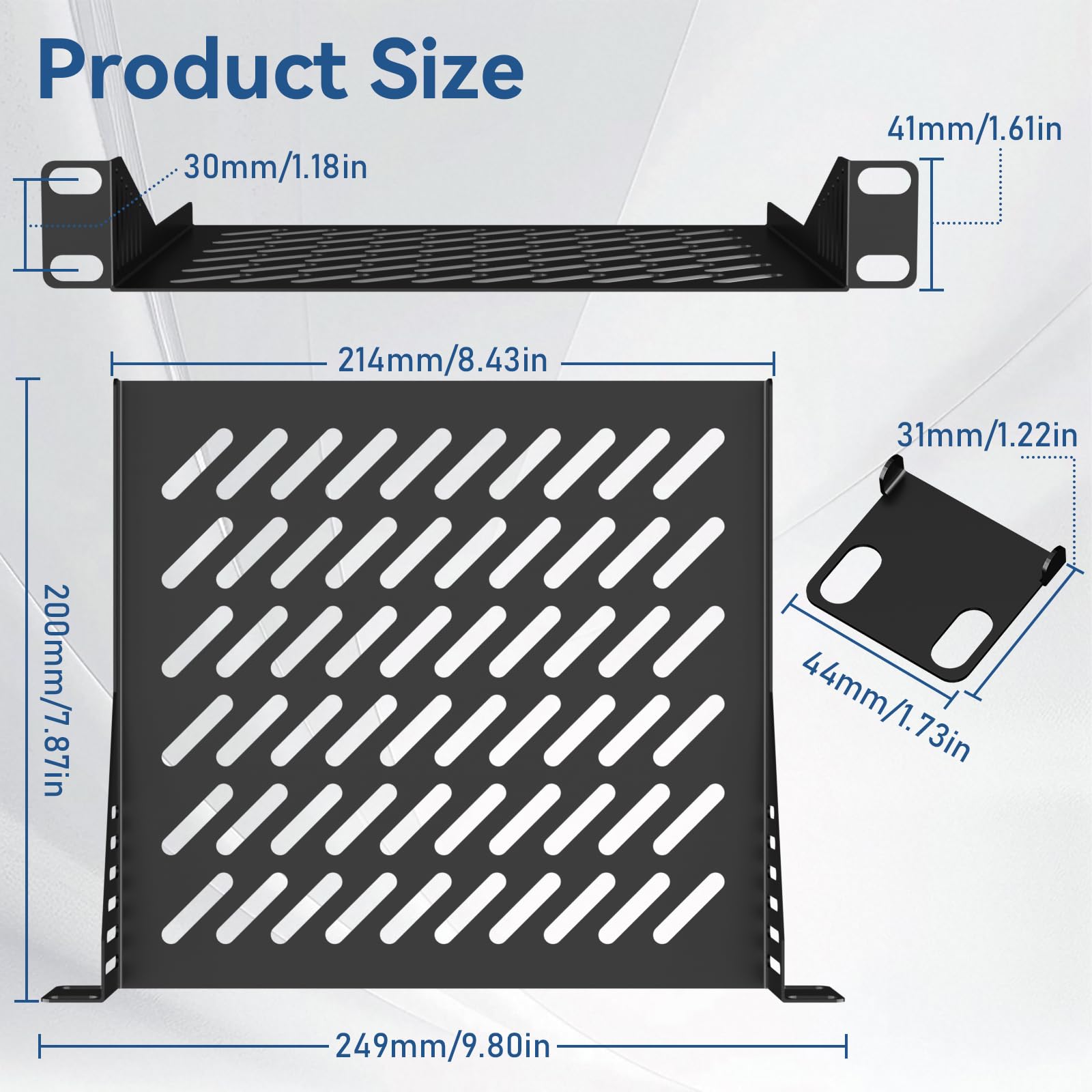 10 inch 1U Server Rack Shelf, Ventilated Rack-Mounted Cantilever Tray