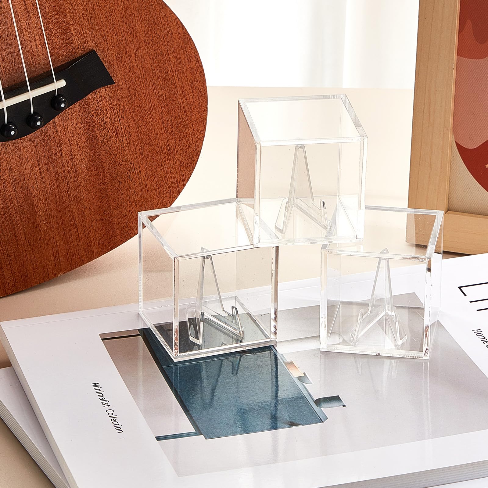 DoubleFill 3 Pcs Acrylic Guitar Pick Display Case, Clear