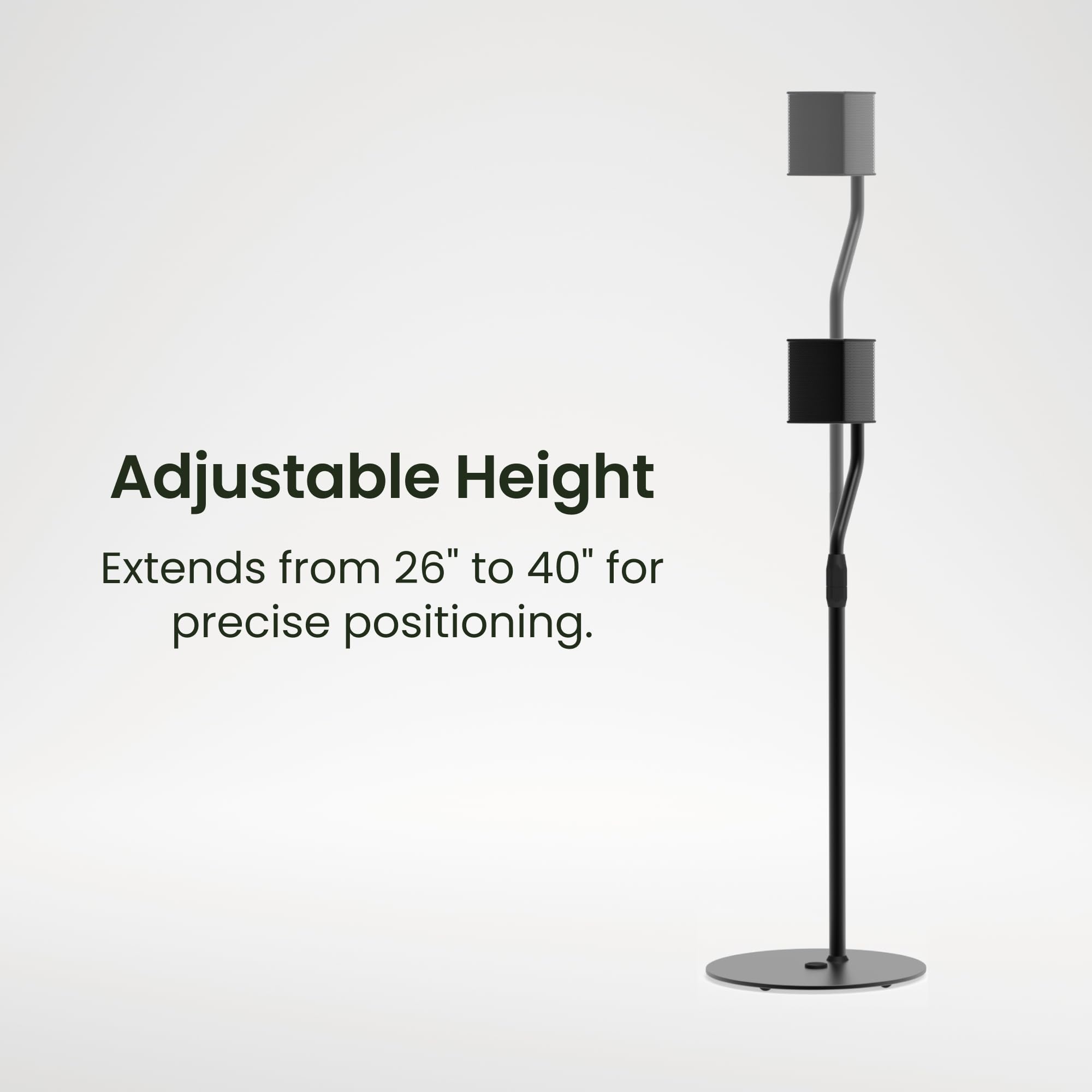 Kanto SLH Universal Height Adjustable Speaker Stands for Satellites up to 9 lbs (4 kg) | Pair | Black