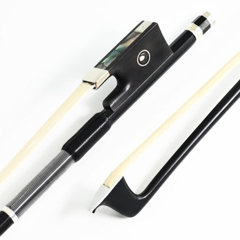Carbon Fiber Violin Bow Full 4/4 Size VINGOBOW 100V Advanced Level 74.5cm 4 4 Parisian Eyes Ebony Frog Real Mongolian White Horse Hair Warm Clear Tone Straight Smooth Screw Great Flexibility