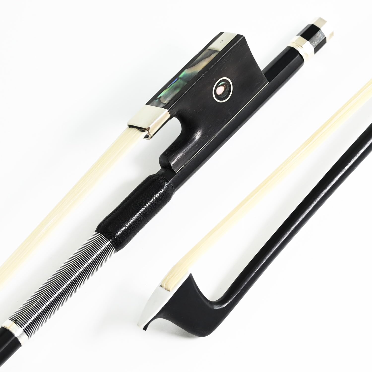 Carbon Fiber Violin Bow Full 4/4 Size VINGOBOW 100V Advanced Level 74.5cm 4 4 Parisian Eyes Ebony Frog Real Mongolian White Horse Hair Warm Clear Tone Straight Smooth Screw Great Flexibility