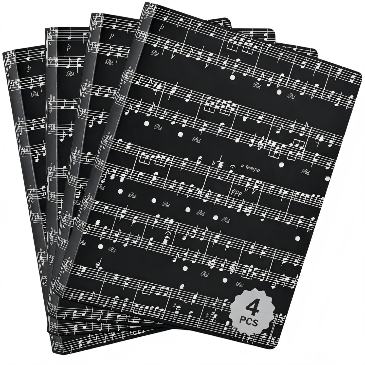 Music Folder,40‑Pocket PP Sheet Music Holder for A4 Documents Black 4Pack