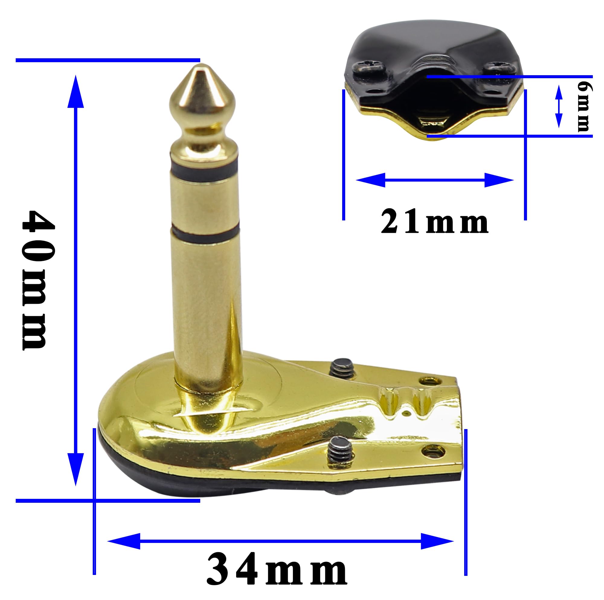 zdyCGTime DIY Right Angle 6.35MM 1/4″ Stereo Crab Shell Audio Plug, 90 Degree 1/4 inch Male TRS Pancake Style Plugs Connectors for Speaker,Bass,Amp,Microphone Electric Guitar Cable(4 Pack/3 Pole)