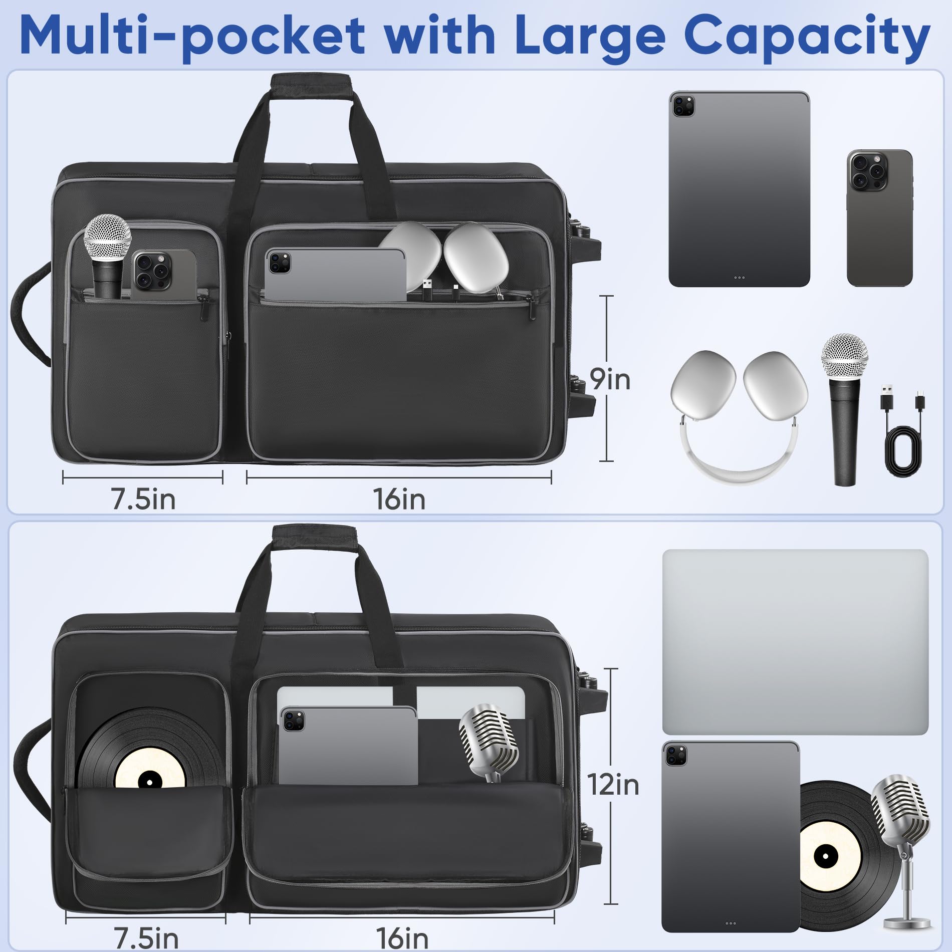 DJ Controller Case with Wheels for DDJ-FLX10/GRV6/1000/REV7/REV5/SC LIVE 4