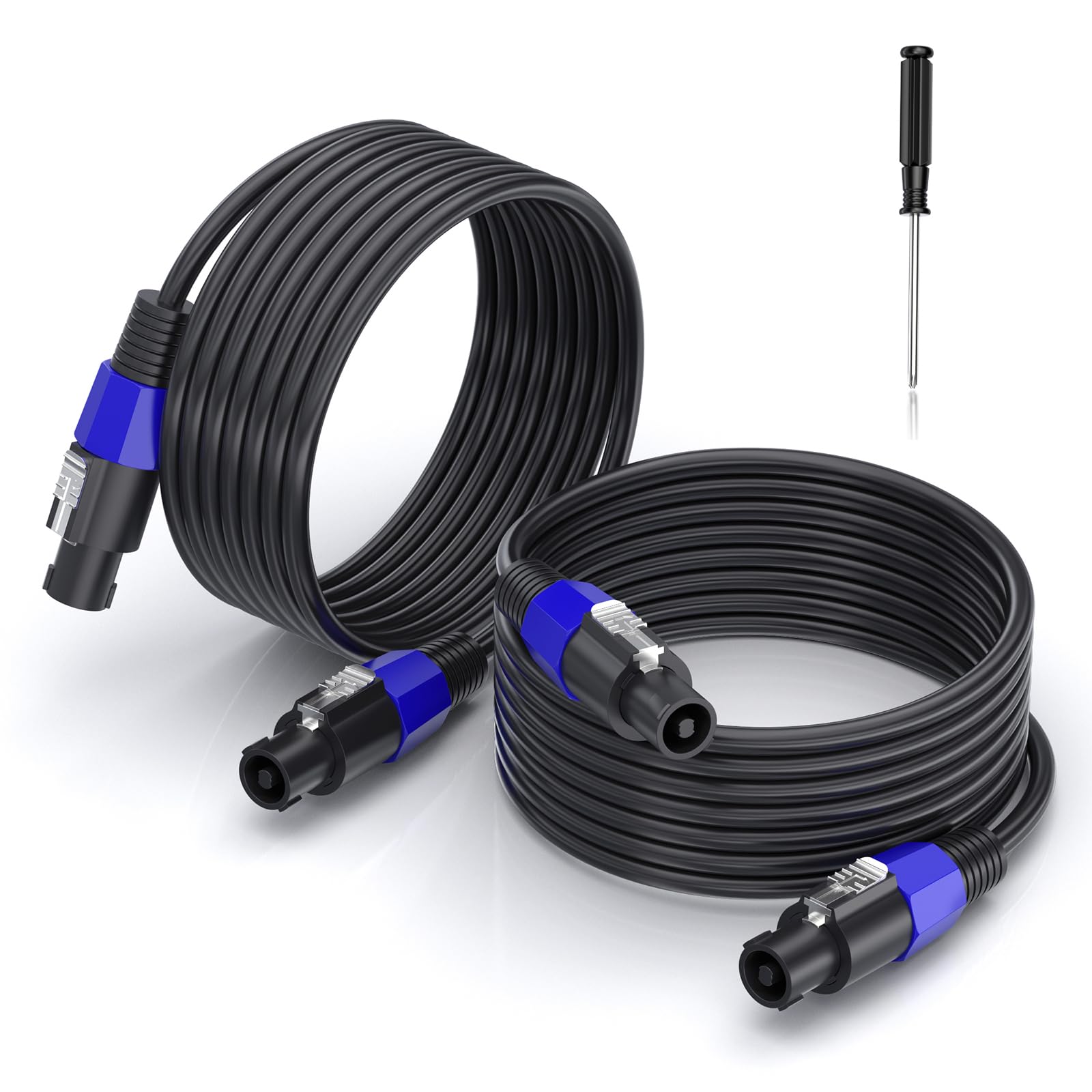 EPYOADO 2 Pack 10 feet Professional Speakon to Speakon Cables, 12 AWG Patch Cords DJ/PA Audio Amplifier Speaker Cable Wire