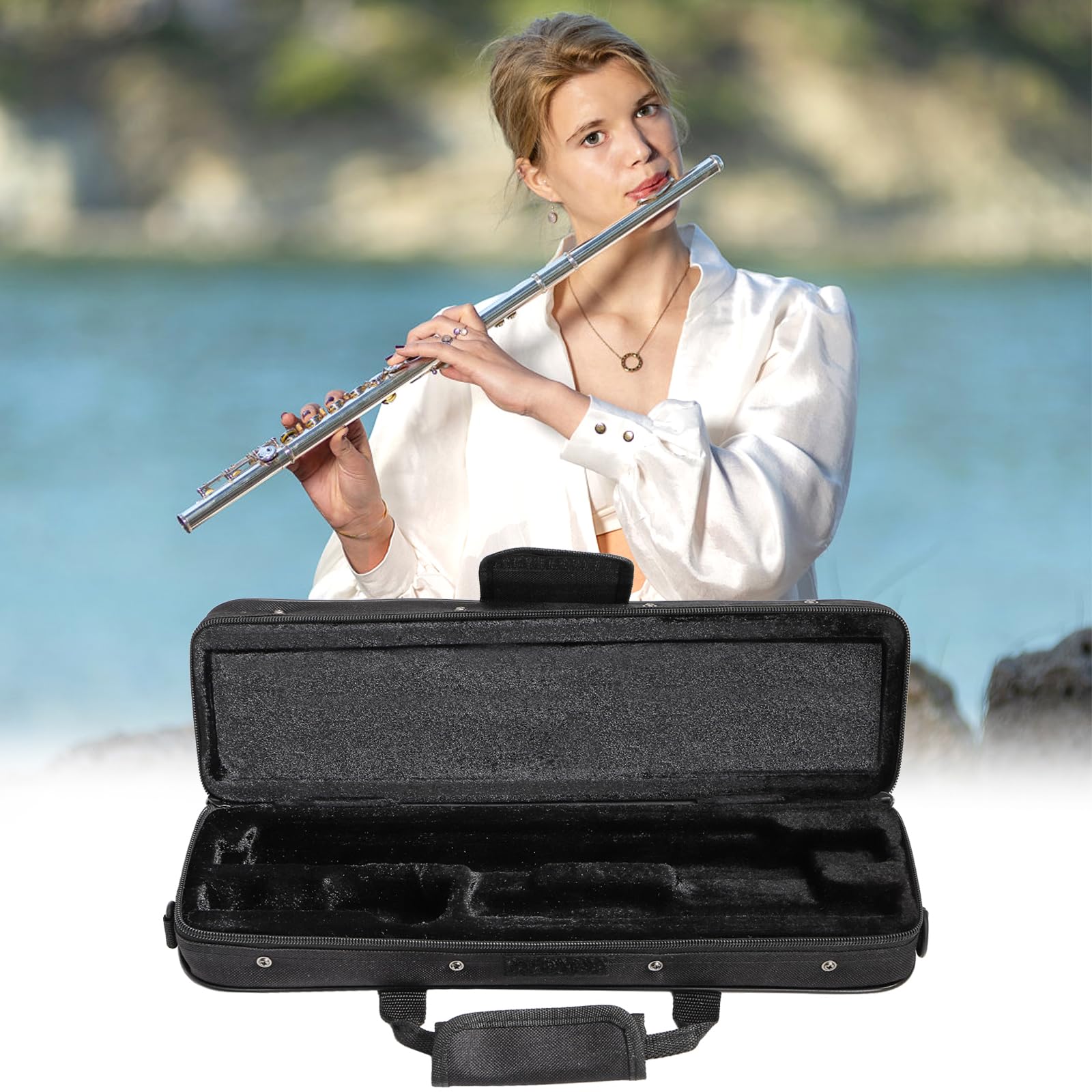 Tosnail Flute Case, Flute Bag Hard Shell with Adjustable Shoulder Strap, Clarinet Case Carrying Bag Hard for 16 Holes Flute