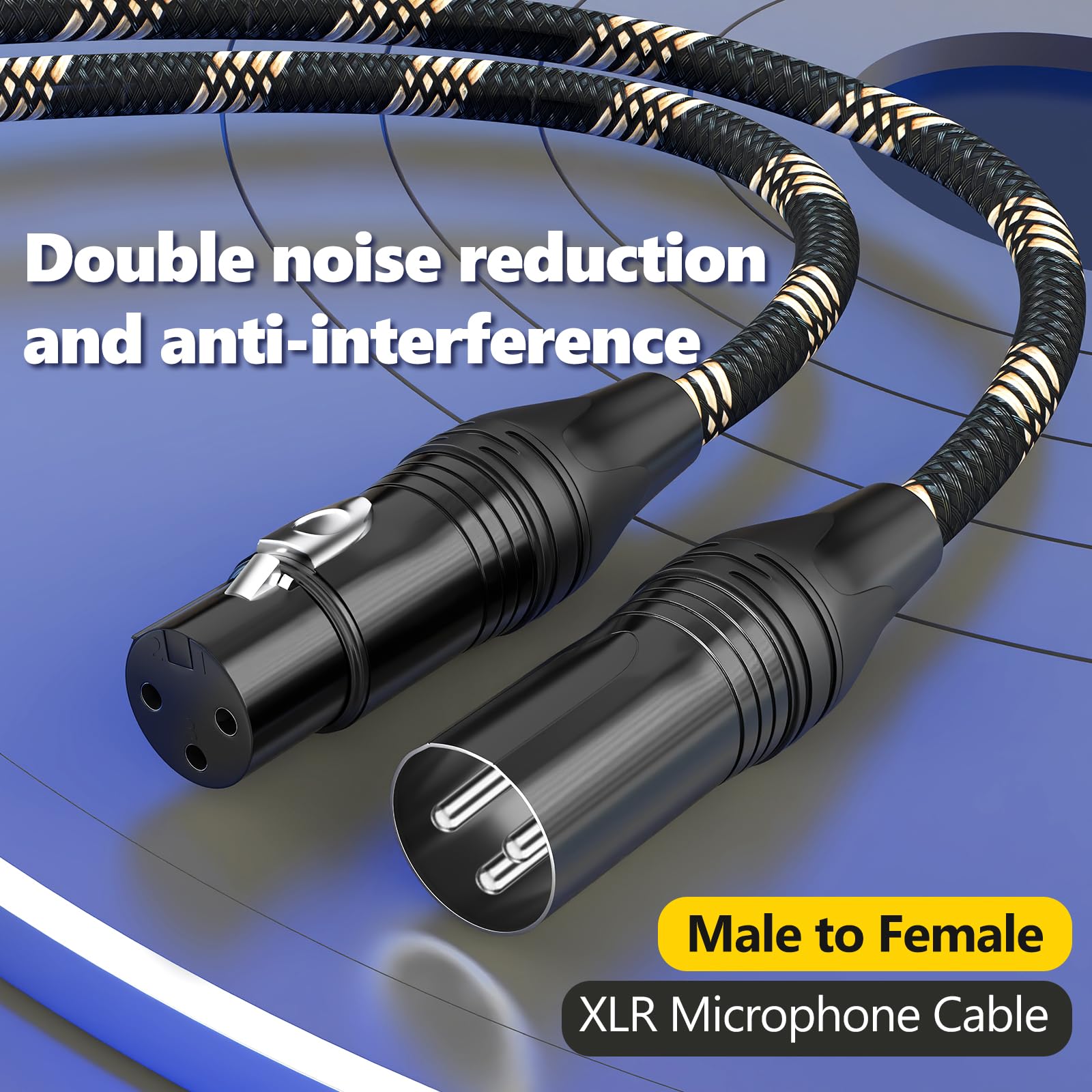 BGBGKK Braided XLR Cables 15ft 6 Pack, XLR Microphone Cable, 3-pin Professional Male to Female Balanced Mic Cable, X LR Speaker Cable for Microphone Mixer Multicolor
