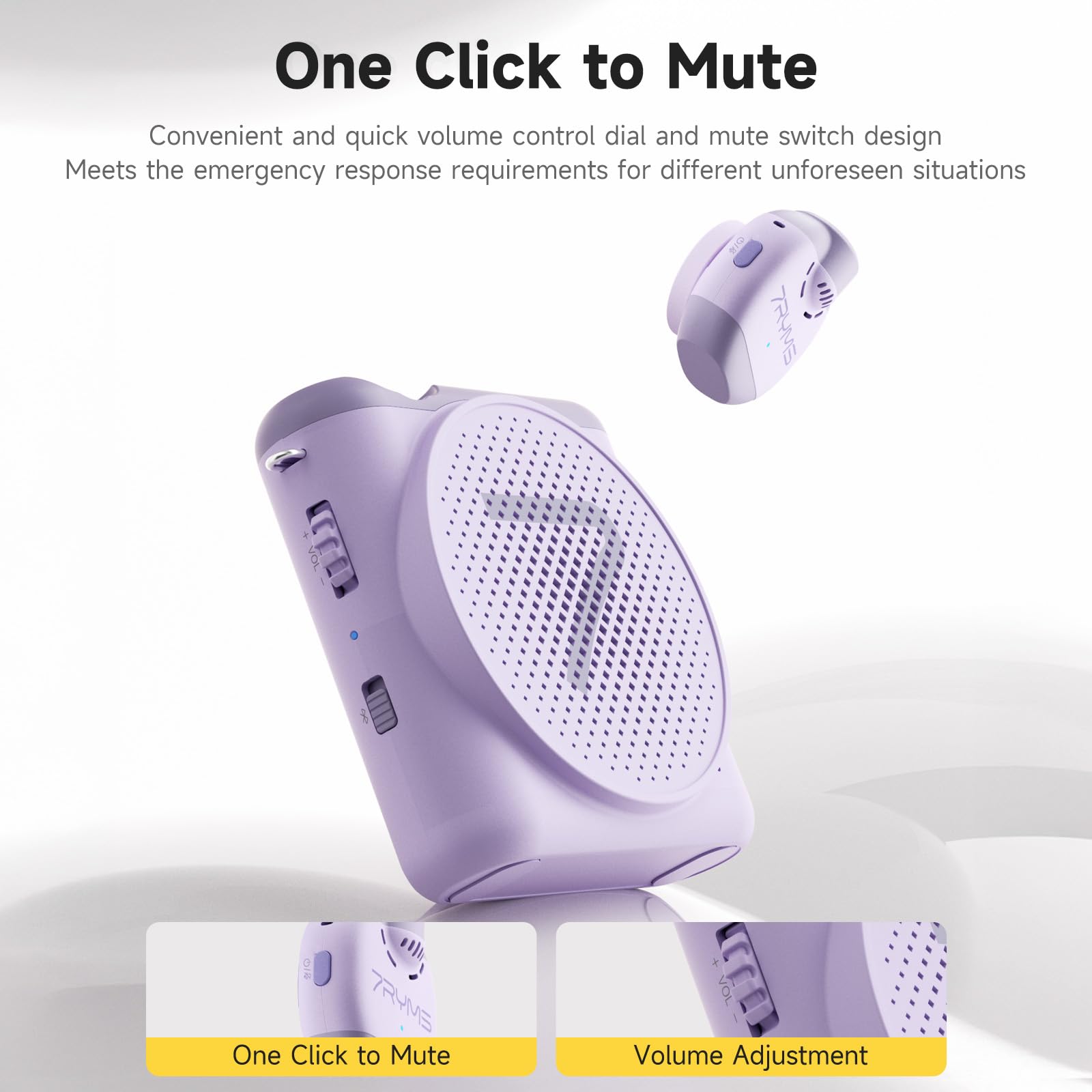 7RYMS WA2 Wireless Voice Amplifier for Teachers with Magnetic Lavalier Mic, Wireless Portable Amplifier with Noise Canceling, Mini Voice Amplifier for Classroom, Meeting, Training, Speech (Purple)