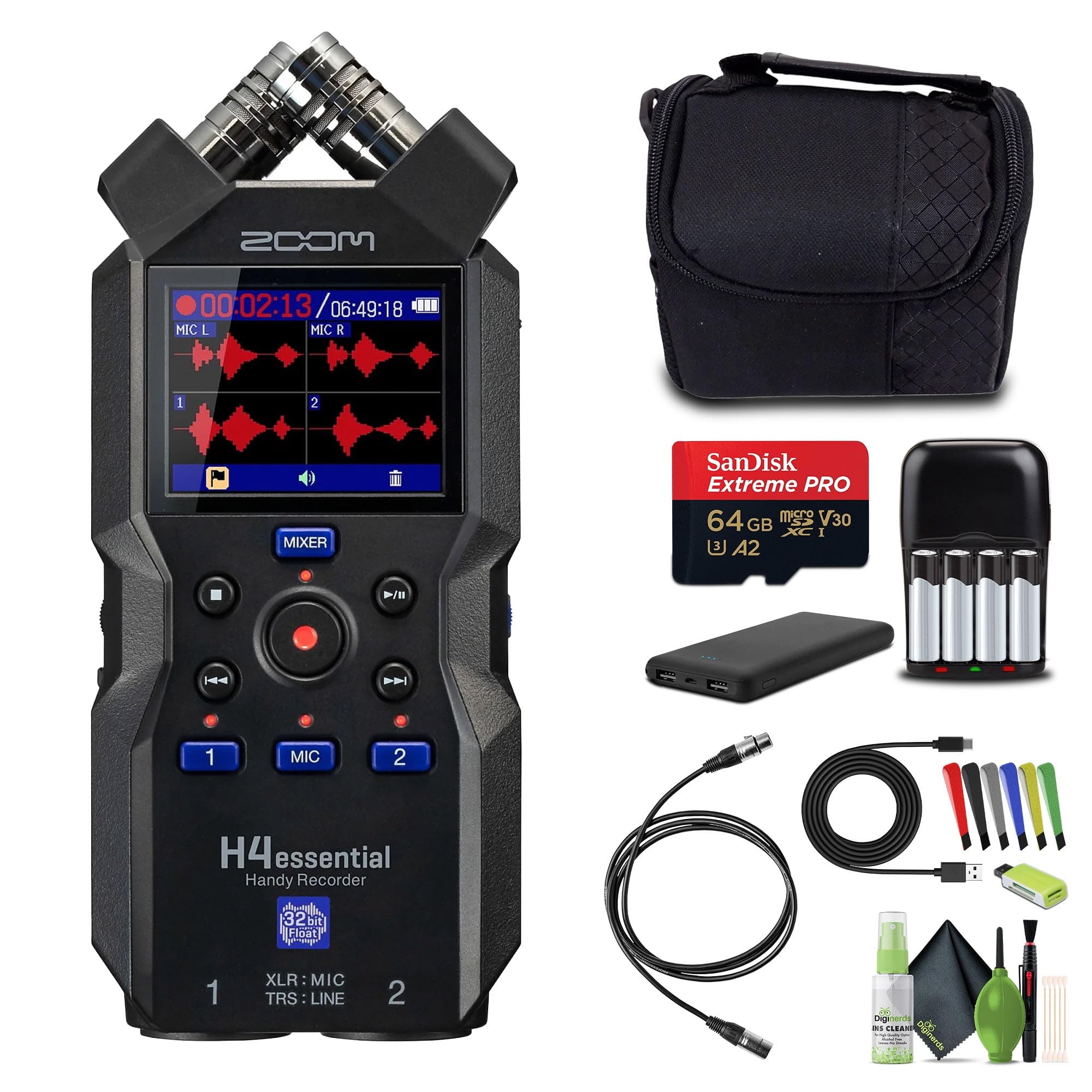 Zoom H4essential 4-Track Audio Recorder with Accessibility Option Bundle