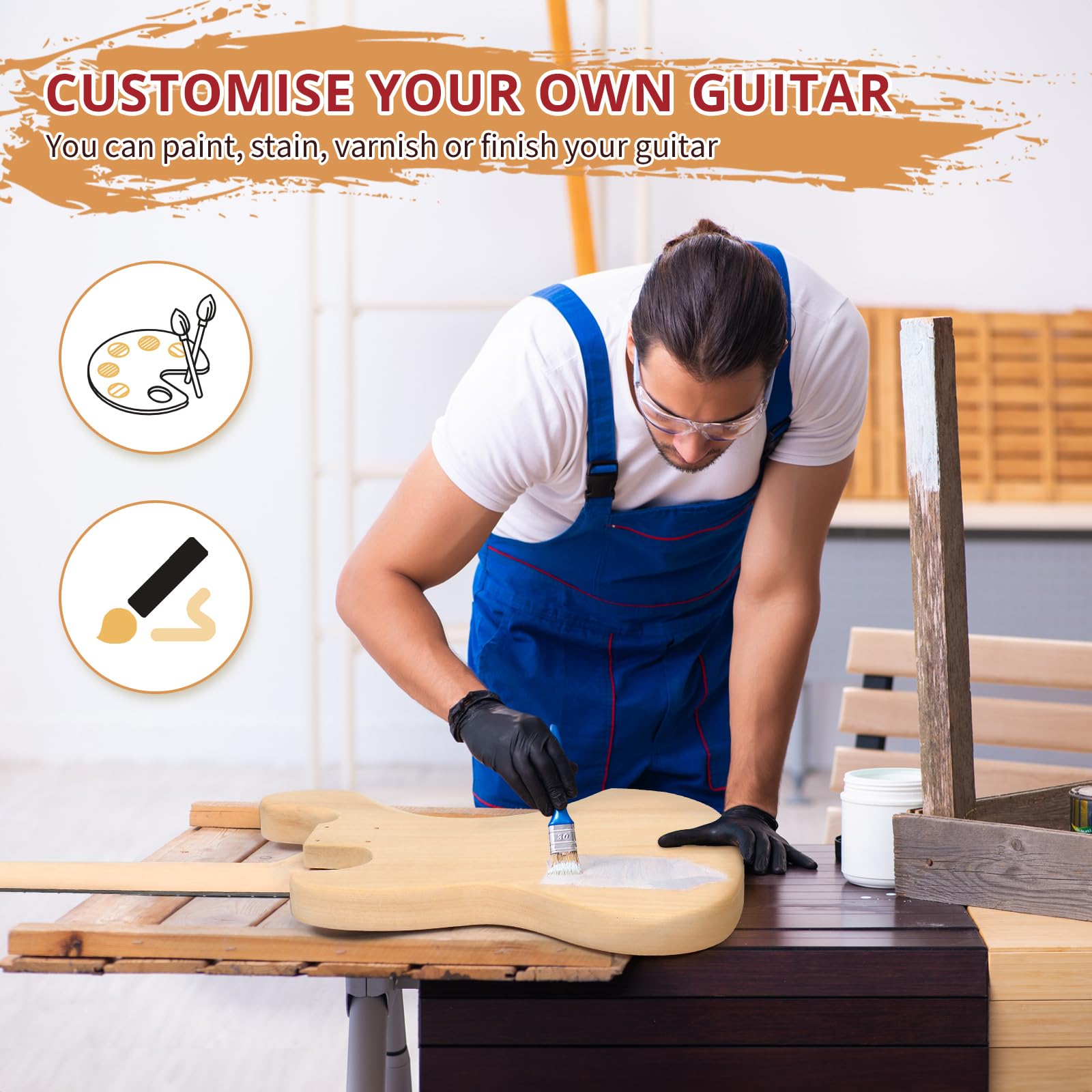 Ktaxon DIY Electric Guitar Kit, 46 Inch DIY Bass Guitar Kit (Kjazz)