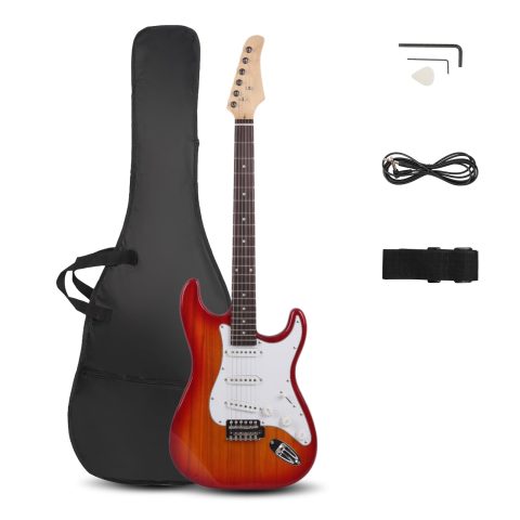 Ktaxon 39 Inch Electric Guitar Solid Body Beginner Kit with Bag Sunset Red