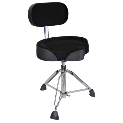GIOCO Drum Throne with Backrest, 4″ Padded Drum Stool, Hydraulic Drum Seat Height Adjustable, Heavy Duty Motorcycle Style Drum Chair, Airlift Guitar Chair with Back Support, Drum Seats for Adults