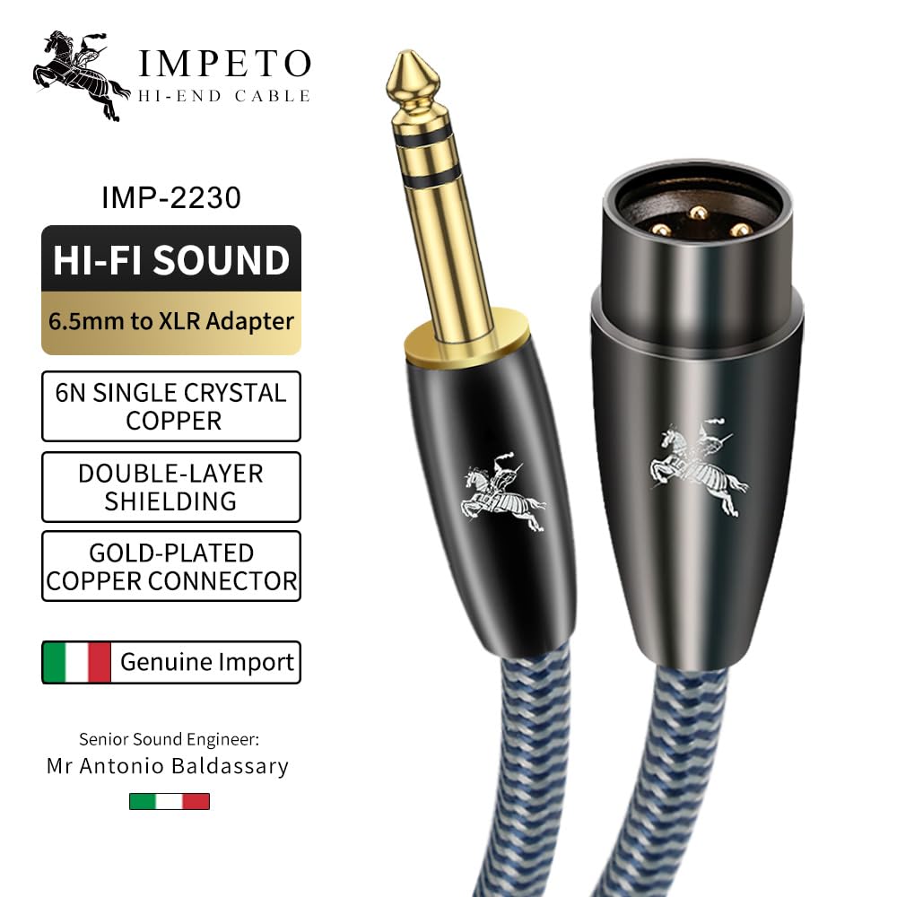Impeto 6.35mm (1/4″) TRS to XLR Male Balanced Cable, 3M/9.8ft, for Mic, Mixer & Interface (1-Pack)