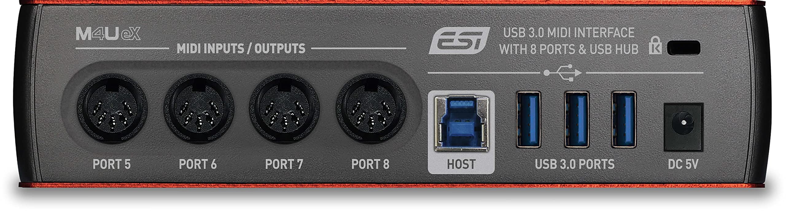 ESI M4U eX: 8-Port USB 3.0 MIDI Interface – Class-Compliant, Plug-and-Play Connectivity for PC/Mac, with Standalone Functionality & Integrated USB Hub, Includes Free Cubasis LE for iOS
