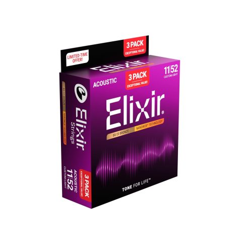 Elixir Acoustic 80/20 Bronze Guitar Strings w/NANOWEB® Technology – Light 12-53 – (3 Pack 11052)